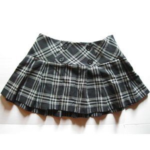 Valia Black and White Plaid Ruffle Mini Skirt